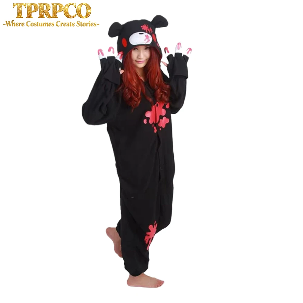 Nowy czarny różowy ponury krwisty niedźwiedź przebranie na karnawał polar zwierząt Onesies piżamy dla dorosłych przebranie na karnawał piżamy bielizna nocna hurtownia