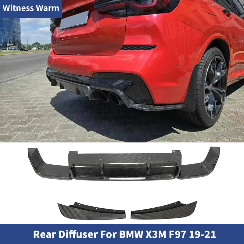 Car Rear Diffuser Bumper Lip Spoiler Carbon Fiber For BMW X3M F97 2019-2021 Rear Lip Apron Body Kit