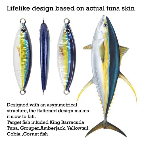 Imagen 2 del producto FSTK-señuelo de pesca brillante, cebo Artificial cosido con gancho de asistencia, Tuna15g30g40g60g, plantilla de paso lento, lubina, Salterwater