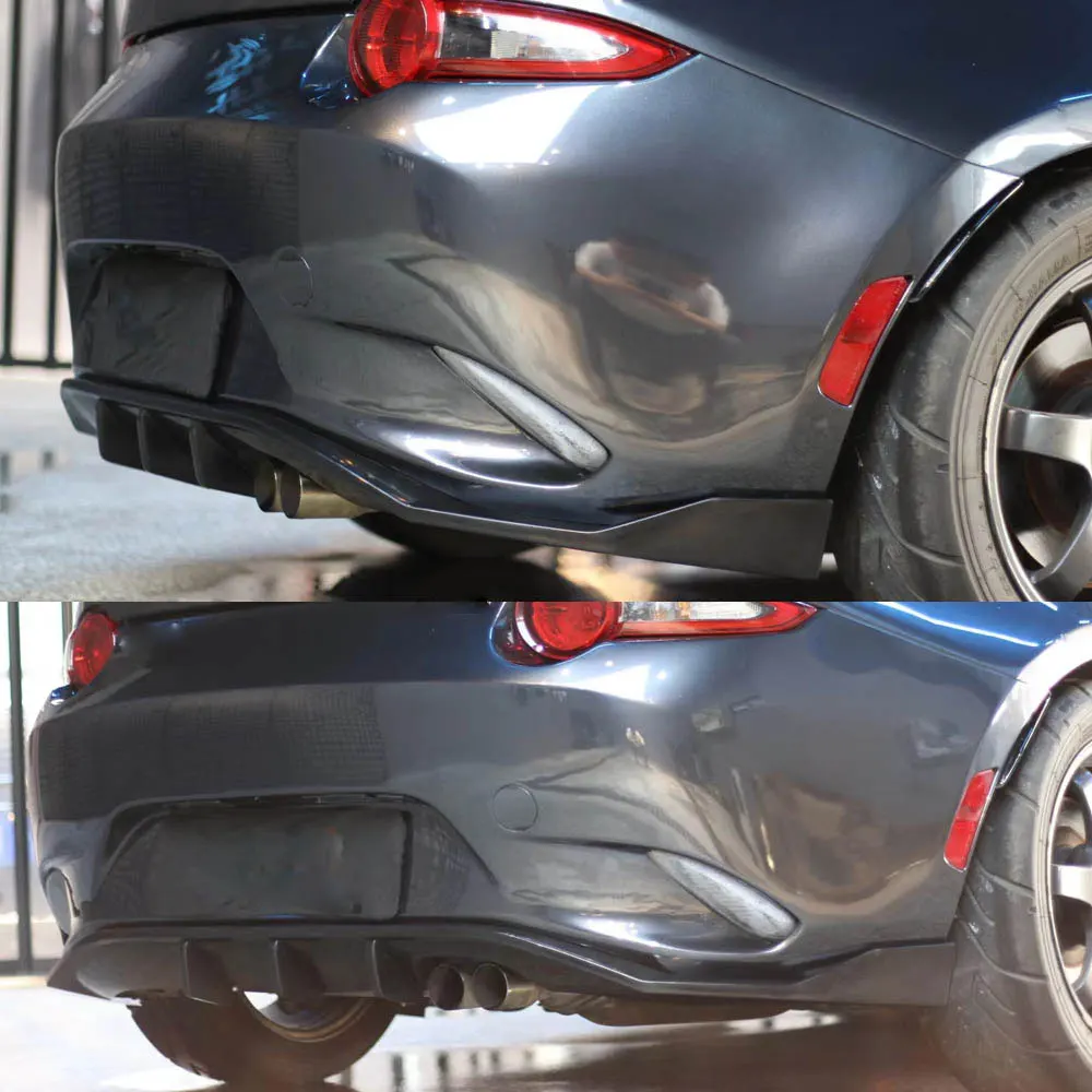 Car Rear Bumper Diffuser Splitters for Mazda MX5 MX-5 ND Miata 4th Generation 2016-2022 PU Black Primer Car Rear Diffuser