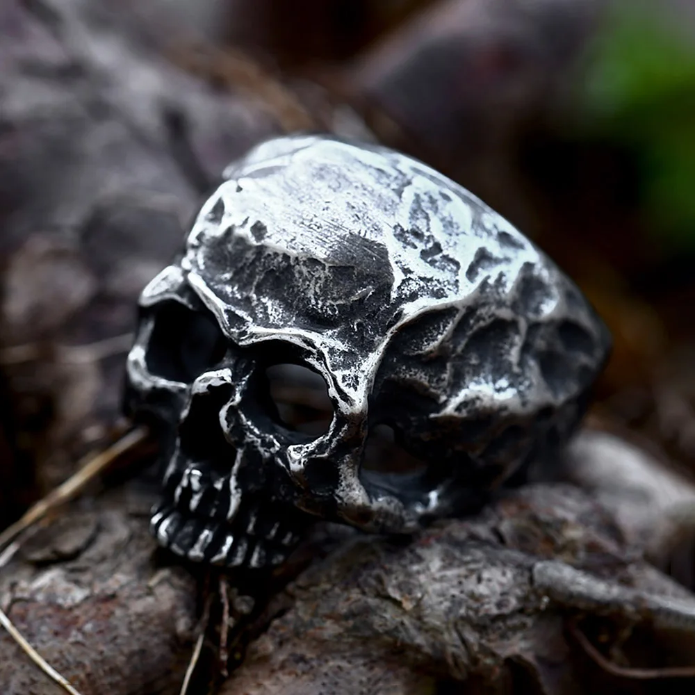 New Vintage Ghost Head Skull Ring For Men Women 316L Stainless Steel Biker Hip Hop Skull Rings Gothic High Quality Jewelry Gifts