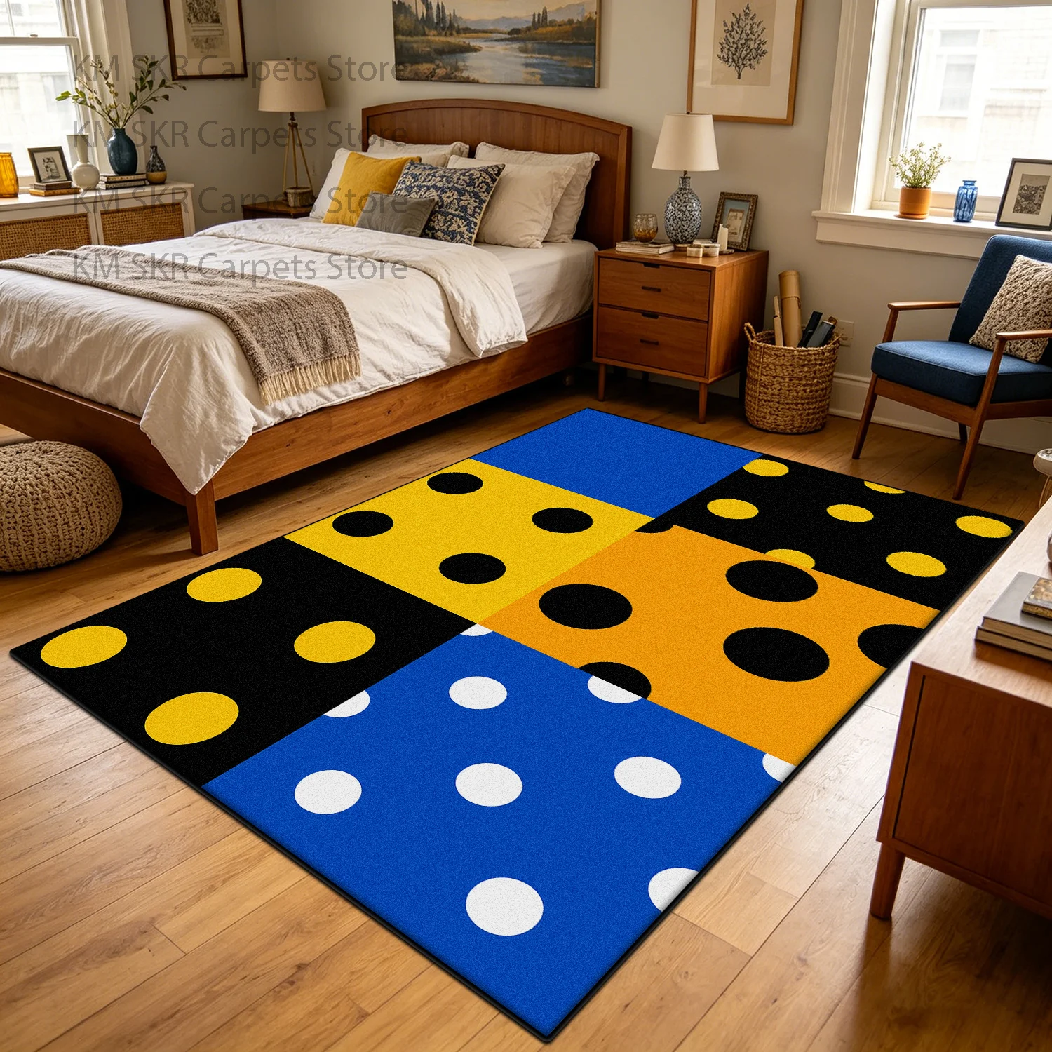 Modern Geometric Pop Style Bedroom Carpet Decoration Machine Washable Non-slip Parlor Coffee Tables Mat Soft Fluffy Office Rug