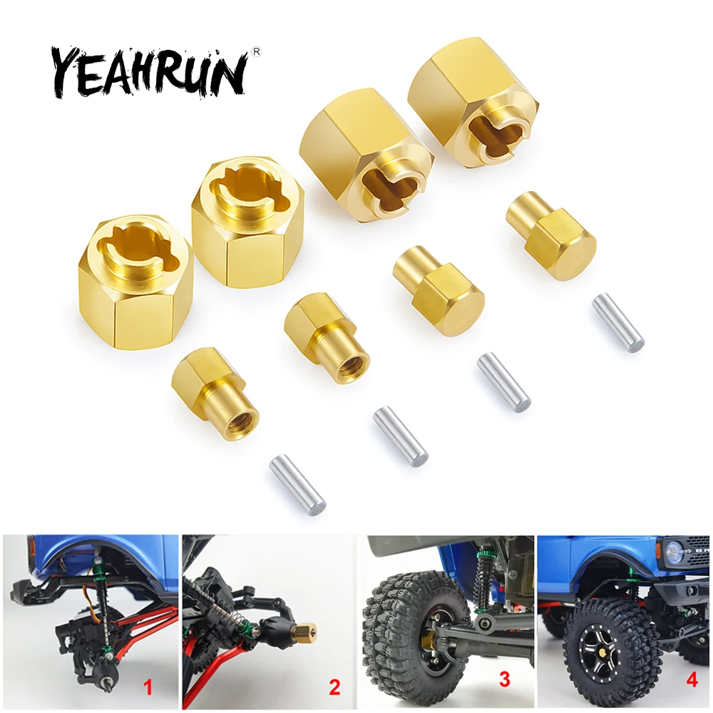 YEAHRUN Brass Extended Widen +4/5/6mm Counterweight Wheel Hex Adapter for Axial SCX24 90081 AXI00001 1/24 RC Crawler Car Parts