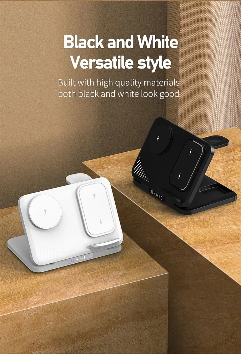 4-in-1 Dual-Handy-Ladestation für iPhone 17~12, Samsung S25, Xiaomi, Airpods Pro, Apple Watch 11~2, Magnetisches Schnellladen – Detail 11