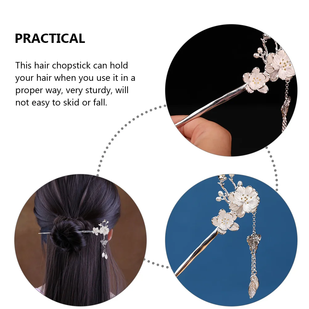 

Hair Stick Hairpin Shaking Chinese Tassel Hanfu Wedding Bridal Fork Retro Long Flower Tassels Miss