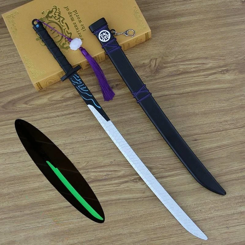 22Cm Nieuwe Demonische Zwaard Duizend Blades Paars Licht Mes Anime Randapparatuur Metalen Armen Model Cosplay Props Verjaardagscadeautjes Speelgoed