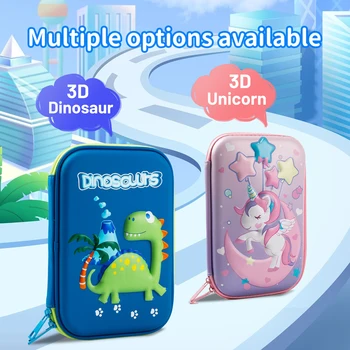 3D Dinosaur & Unicorn EVA Pencil Case Set 3