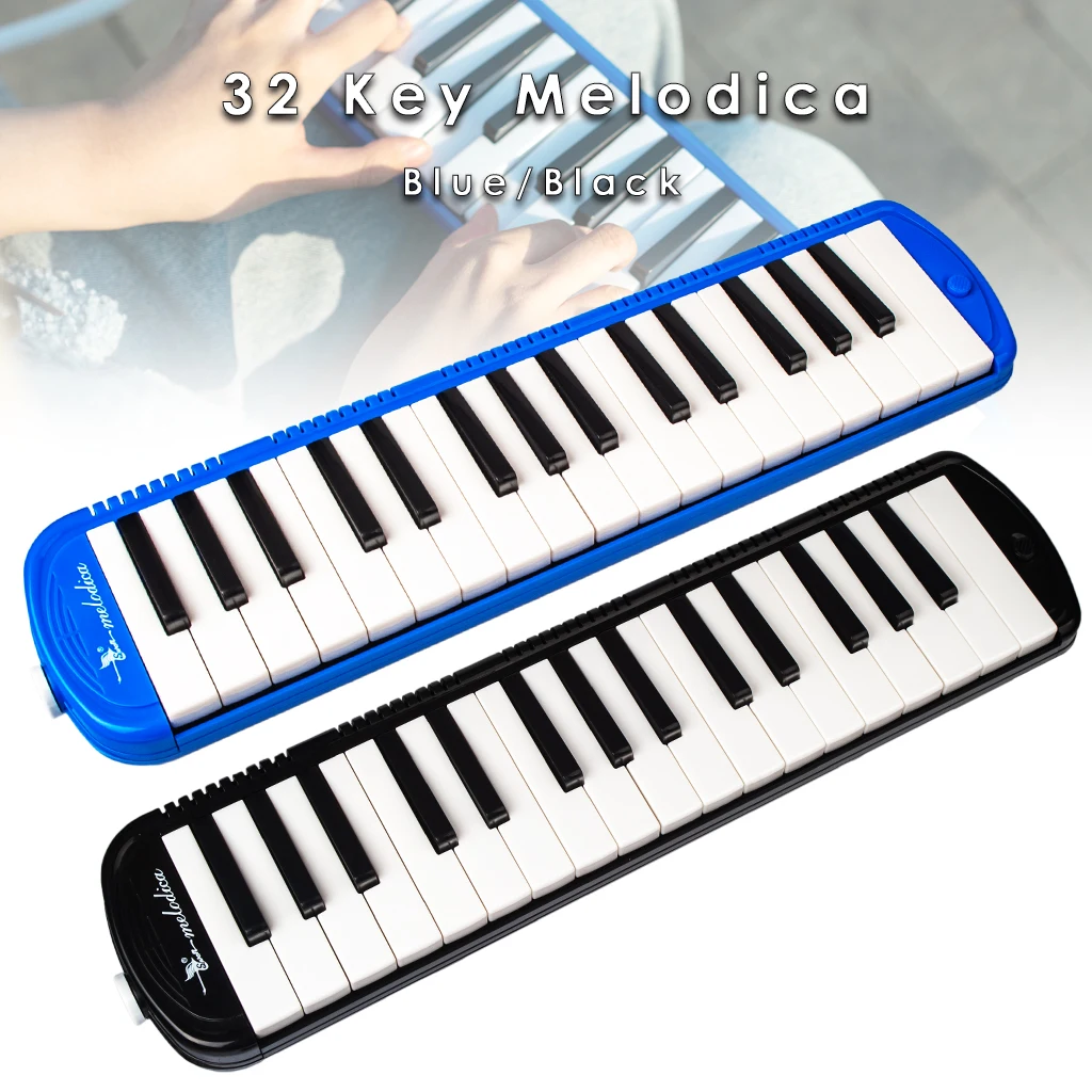 Portable 32 Keys Piano Melodica Set W/Carrying Bag Professional Durable Melodic Playing Keyboard Musical Instruments KIT BL & BK