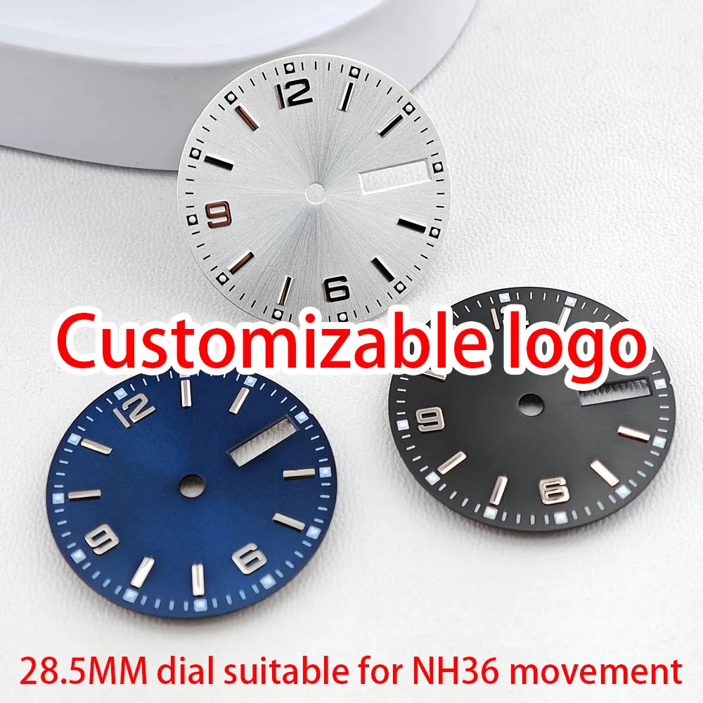 

28.5mm NH36 dial customizable logo green illuminated dial suitable for NH36 movement accessories 28.5mm NH36 dial accessories