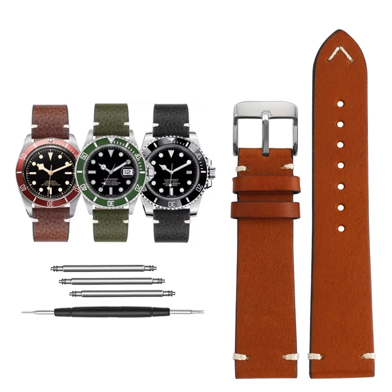 

Vintage Italian Cowhide Watch Band for Mido Longines Freckles Tissot Lillock Tudor Seiko Strap Bracelet Watchband 19mm 20mm 22mm