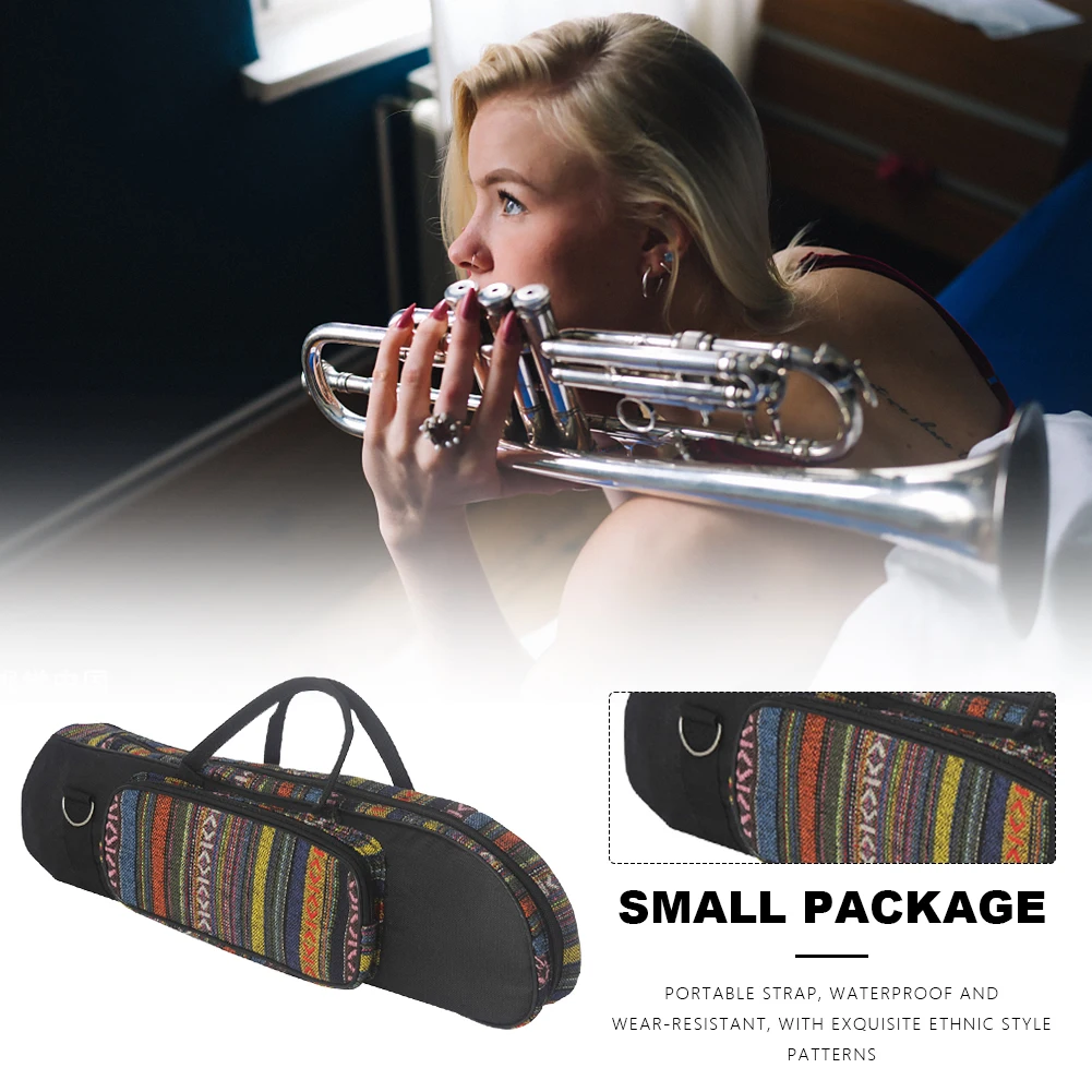 حقيبة البوق المحمولة حقيبة للتخزين نمط العرقية أكسفورد القماش مقاوم للماء مقاومة للاهتراء أدوات البوق الملحقات #3