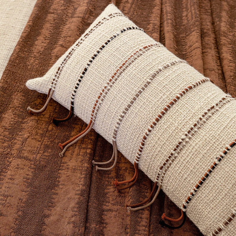 30X50/45X45CM Brown Throw Pillow Cover Beige Natural Homestay Stamping Waist Cushion Cover Decor Home Decorative Pillowcase