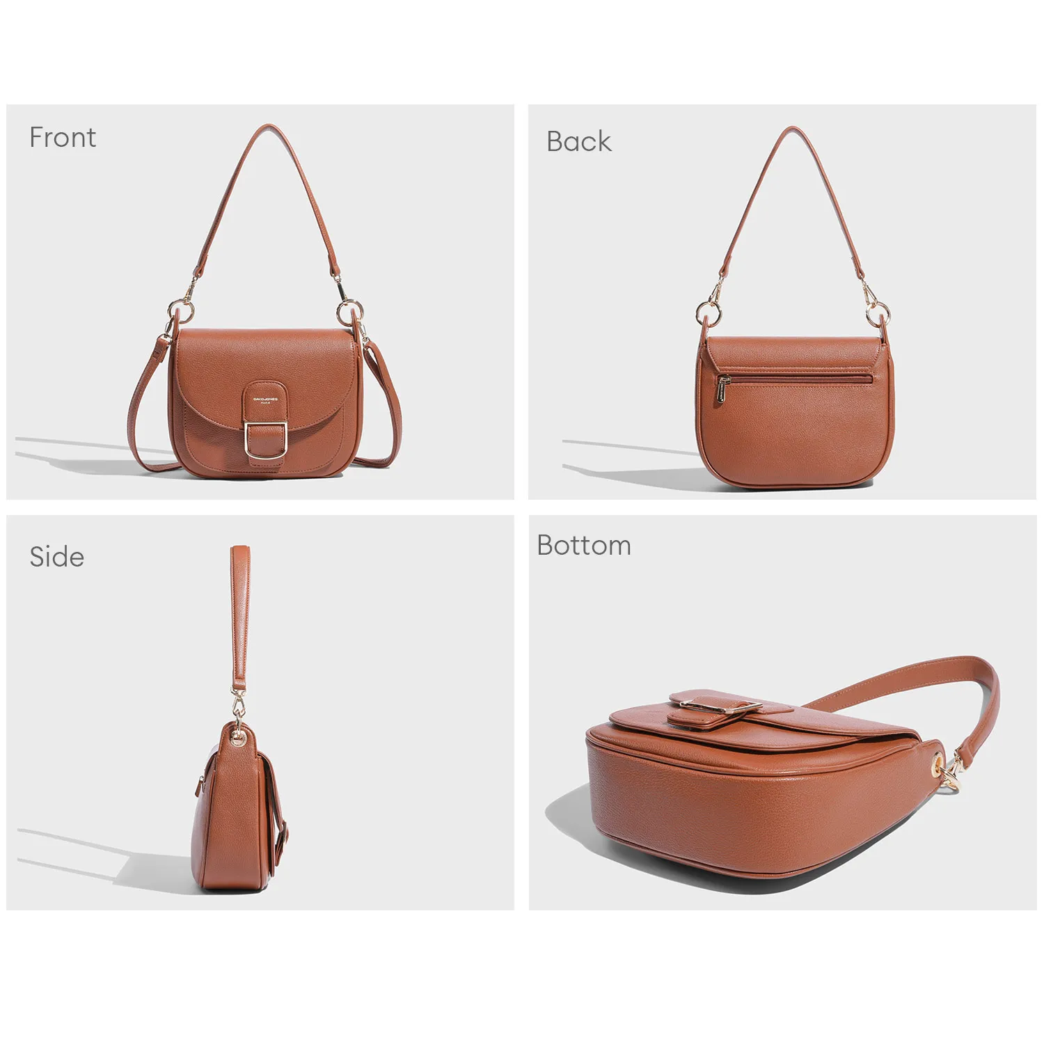 New 2024 David Jones Women Cross Body Shoulder Bag PU Leather Waterproof Female Student Fashion Handbags Business Gift