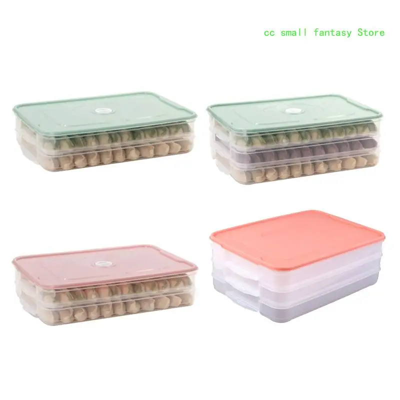 

R3MA Multi-Layer Refrigerator Dumplings Box with Lid Household Preservation Tray Plastic for Fresh for Case Stackable