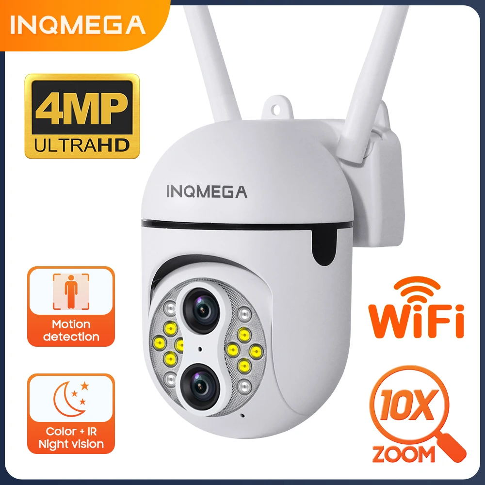 INQMEGA 4MP 10X ZOOM Video Camera and Auto Tracking Wireless Cameras with Night Vision for Home Security Dome Outdoor for Yard