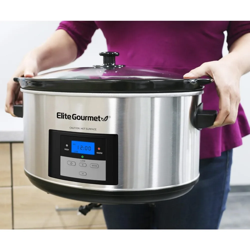 

8.5Qt Digital Programmable XL Jumbo Slow Cooker,Adjustable Temp, Entrees, Sauces,Stews & Dips, Dishwasher Safe Glass Lid & Crock