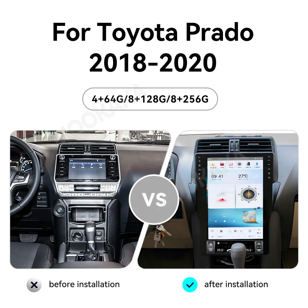 16''  Vertic Style Carplay Android13 For TOYOTA Land Cruiser Prado 150 2018-2020 Car Radio GPS Navigation Auto Multimedia Player