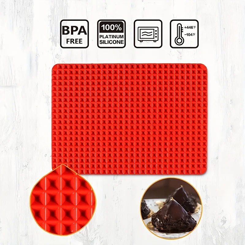 Antihaft-Silikon-Backmatte, 40,6 x 27,9 cm, Pyramiden-Kochmatte, BPA-freie Pfanne zum Backen von Mikrowellenherden, leicht zu reinigende Brathähnchen-Matte – Detail 13