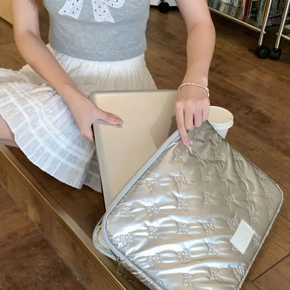 

Handbag With Handle Computer Sleeve Bag Bowknot Design Soft Thin Computer Carrying Bag 15 Inch Cute Laptop Sleeve Case Travel