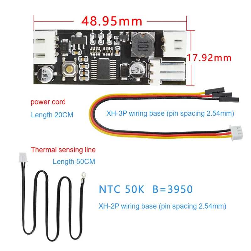 Controlador de velocidad de Control de temperatura de ventilador de 2-3 cables, módulo de reducción de ruido de computadora de chasis, alarma de ventilador de refrigerador, individual, 12V CC PWM