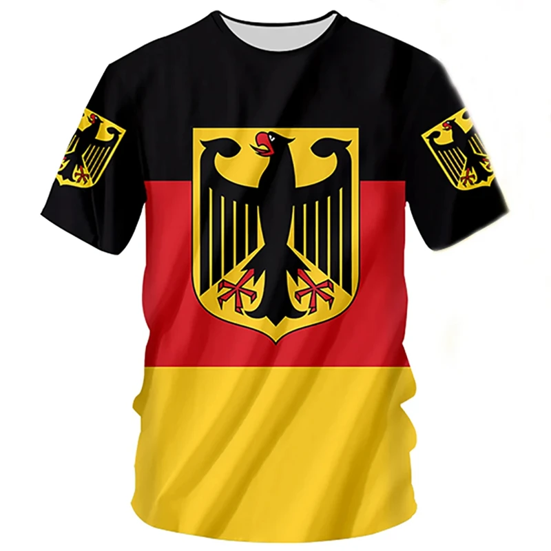 Duitsland Nationale Vlag Harajuku Grafische Heren T-Shirts Zomer Snel Droog Materiaal Tops Mode O-hals Oversized T-Shirts Met Korte Mouwen