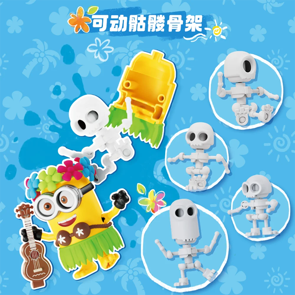 Genuine Blokees Minions Colorful Summer Series Trendy Blind Box Toys Cartoon Anime Characters Model Desktop Display Kids Gifts