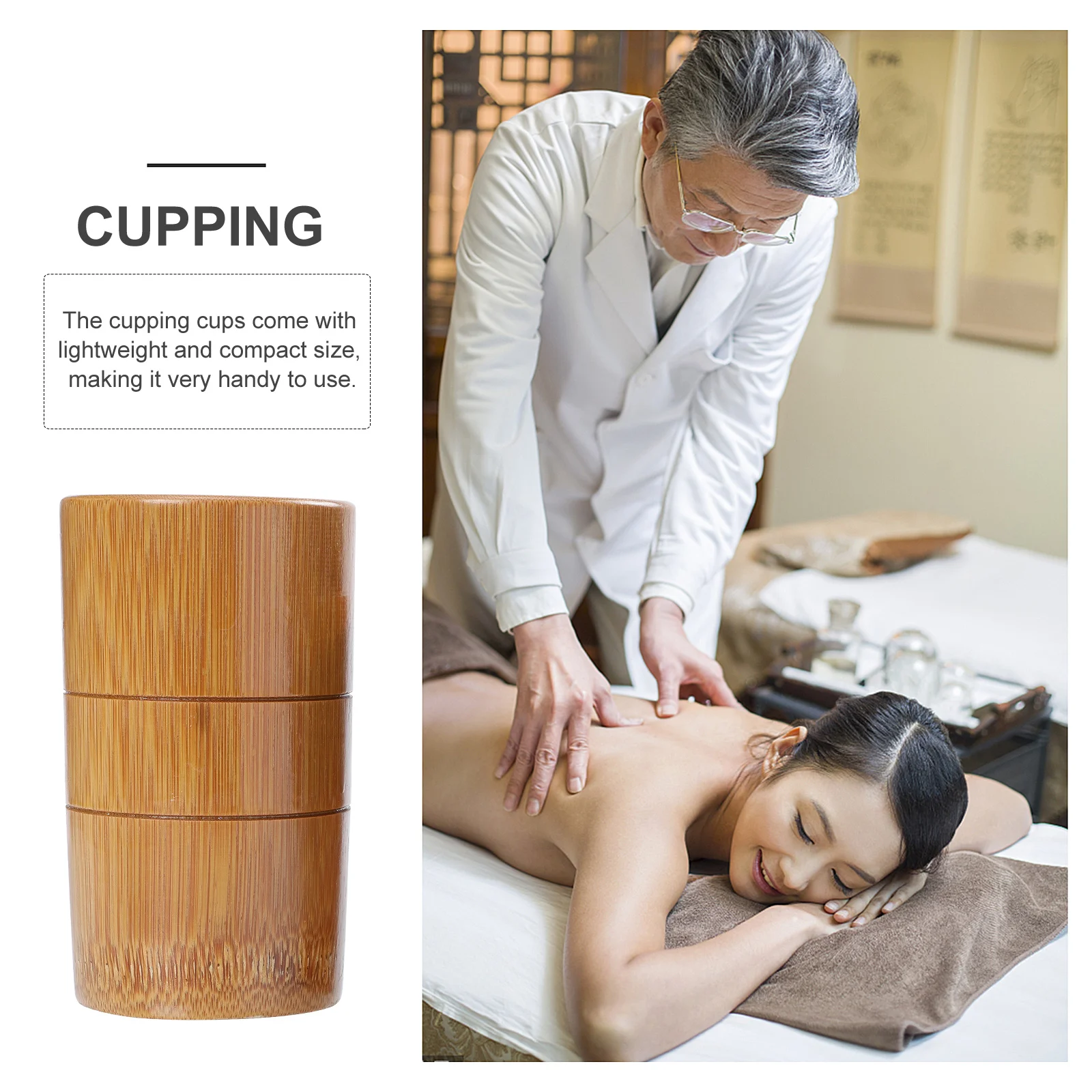 

3 Pcs Large Cupping Cups Bamboo Massage Tools Intelligent Wood Therapy Massager