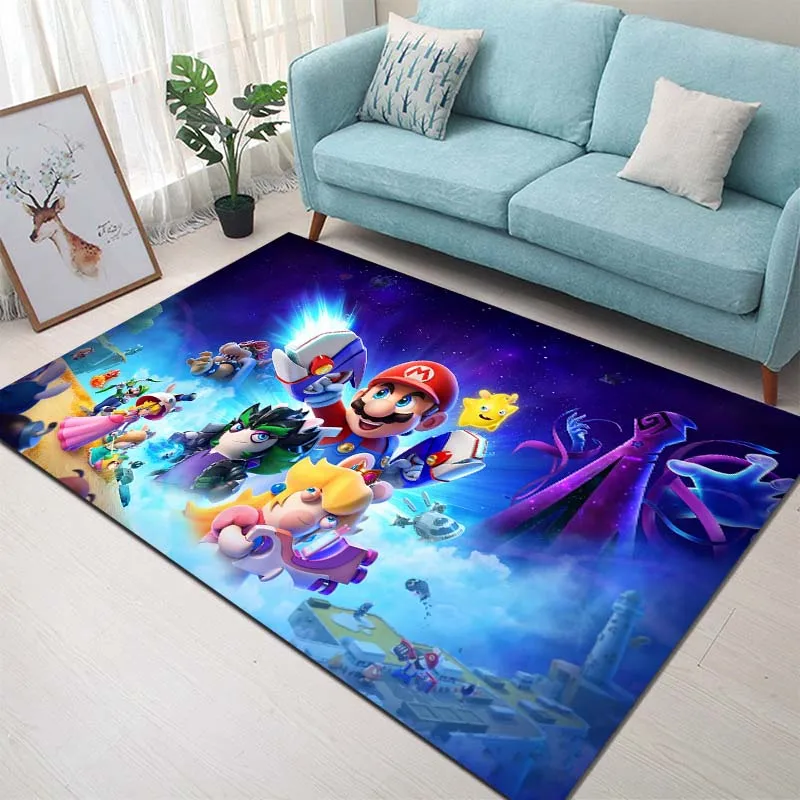 1PC Classic Games Super Mario Print Carpet Rug for Home Living Room Bedroom Sofa Doormat Decor Non-slip Floor Mat Child Area Rug