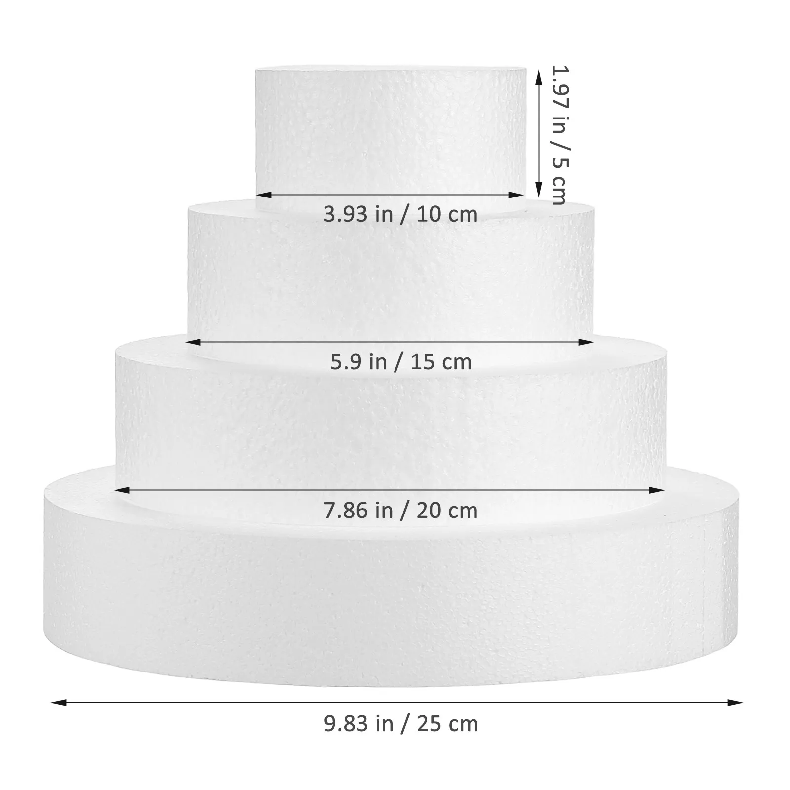Foam Cake Dummies Set Round Fake Tiered Cakes for Wedding Display Practice Decorating Models Sizes Polystyrene Faux Bakery Prop
