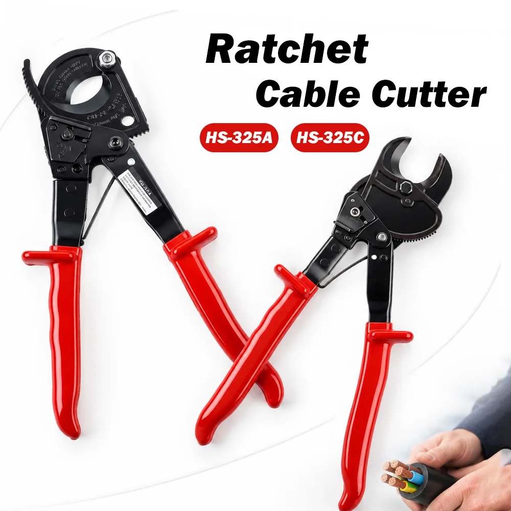 Cable Cutter Plier 0-240mm²  Ratchet Hand Tool for Copper/ Aluminum Cable Metal Conductor Optical Fibers Cables HS-325A/HS-325C