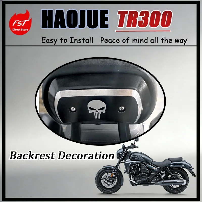 FOR HAOJUE TR300 Skull Backrest Matte Black Full Blackout Finish Modification Part Dark Warrior Theme Motorcycle Accessory