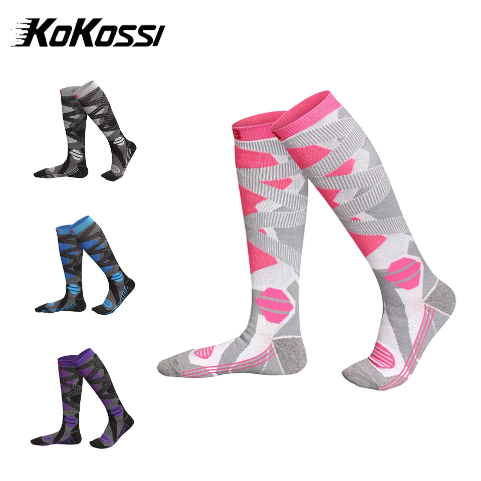 

KoKossi зимние уличные походные лыжные носки, термоноски, утепленные компрессионные гольфы, длинные носки для сноуборда, спортивные носки