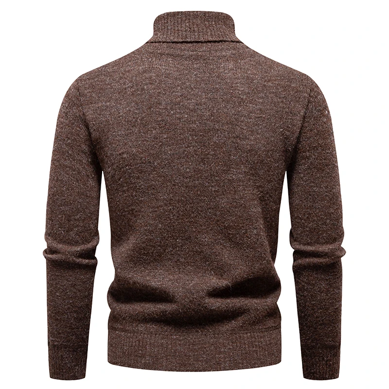 

Осень-зима, водолазка, толстые мужские свитера, повседневные однотонные теплые свитера с высоким воротником, пуловер, мужской флисовый вязаный пуловер