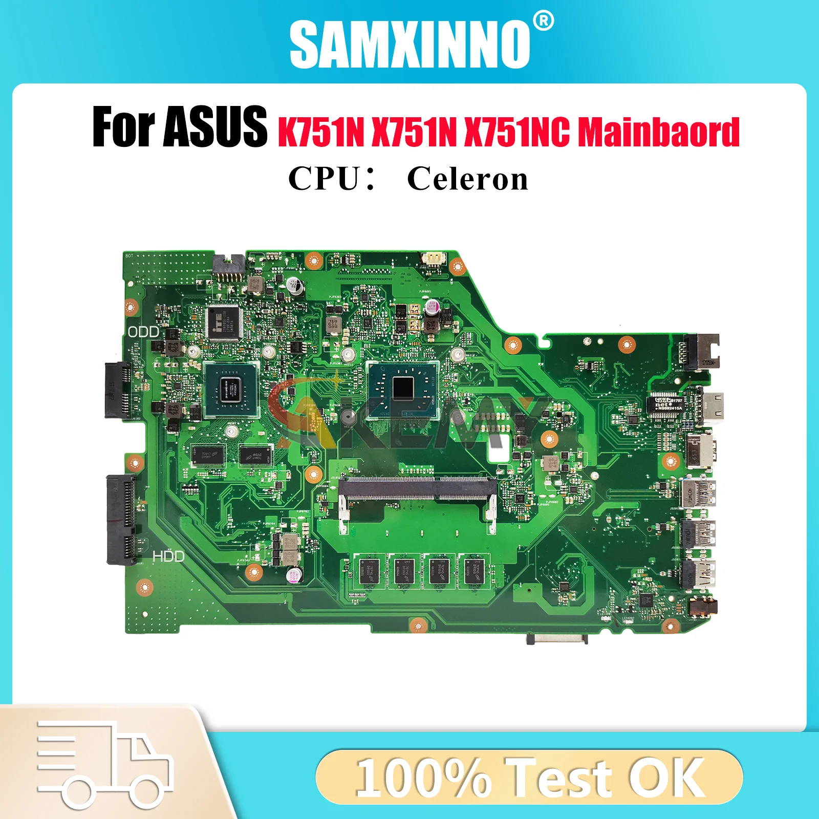 

Материнская плата для ноутбука X751NV для ASUS VivoBook K751N X751NA X751N X751NC X751NV, материнская плата для ноутбука с процессором Celeron, 106% tests, ОК