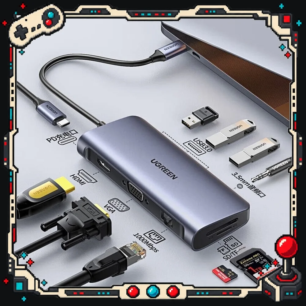 UGREEN 80133 10 in 1 USB C Hub HDMI VGA Multiport Adapter Type C Dock Station for Laptop PC