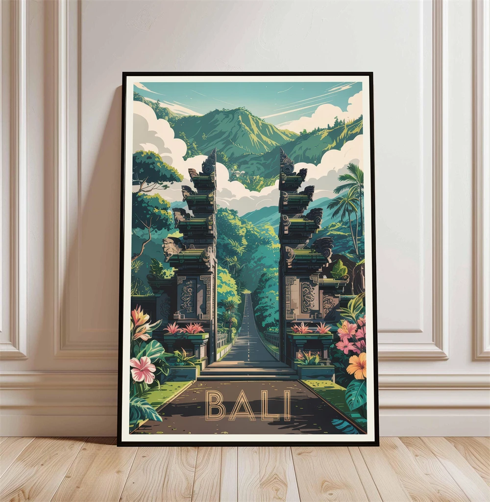 

Bali Travel Poster Indonesia Wall Art Prints Bali Indonesia Print Canvas Painting City Landscape Travel Poster Home Wall Art