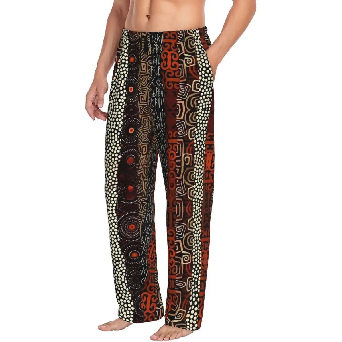 Custom African Bogolan Africa Ethnic Tribal Art Pajama Pants Men Sleepwear Sleep Lounge Bottoms with Pockets