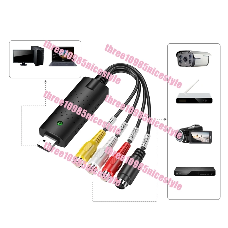 دعم Win10 USB 2.0 Easyca ملحقات الصوت والفيديو الأخرى 3 شرائح STK1160DLQG + SAA7113H + ALC655 جهاز التقاط الفيديو