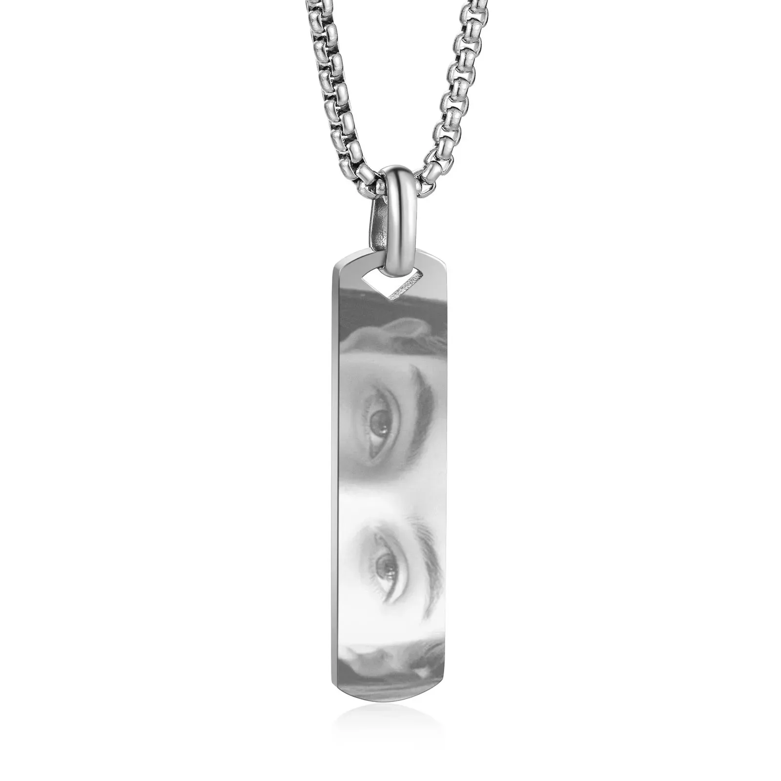 

Индивидуальное фото-колье с лазерной гравировкой, подвеска из нержавеющей стали, геометрическая цепочка, унисекс, памятный подарок для него