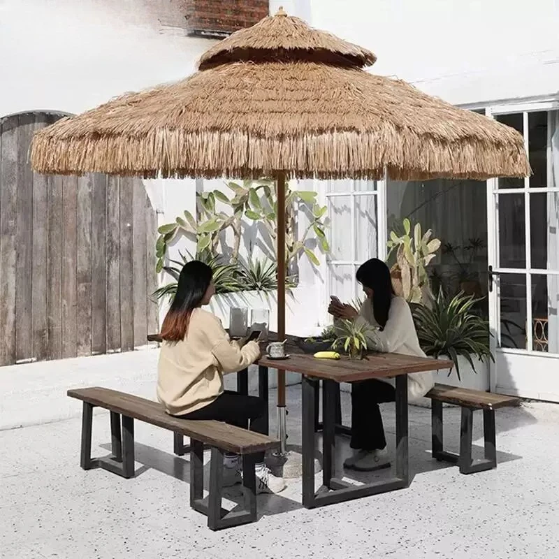 Outdoor parasol Thatched umbrella Waterproof garden umbrella Villa B & B balcony Coffee courtyard Round middle column umbrella