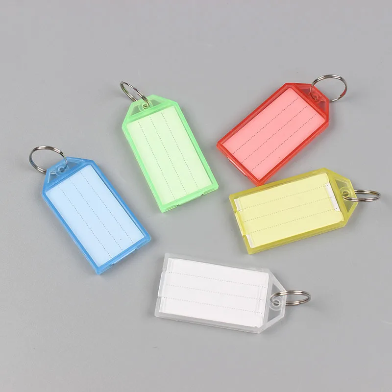 120 Pieces Flap Transparent Keychain Colorful Plastic Label Keychain Double Sided Marking Key Plate Luggage Hotel ID Tag