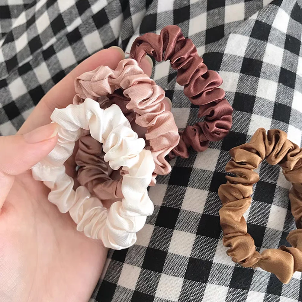 Simple DIY Hair Accessories 6Pcs/Set Ponytail Holder Hair Rope Silky Satin Hair Scrunchies Set Matte Small Intestine Hair Ring