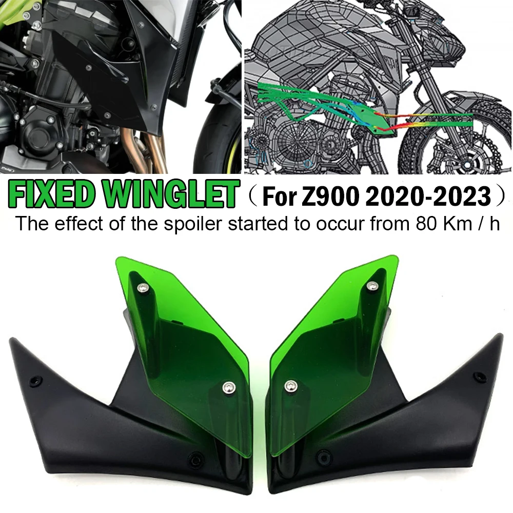 

Z900 Parts Motorcycle Accessories Side Downforce Naked Spoilers Fixed Winglet Fairing Wings For Kawasaki Z900 Z 900 2020-2023