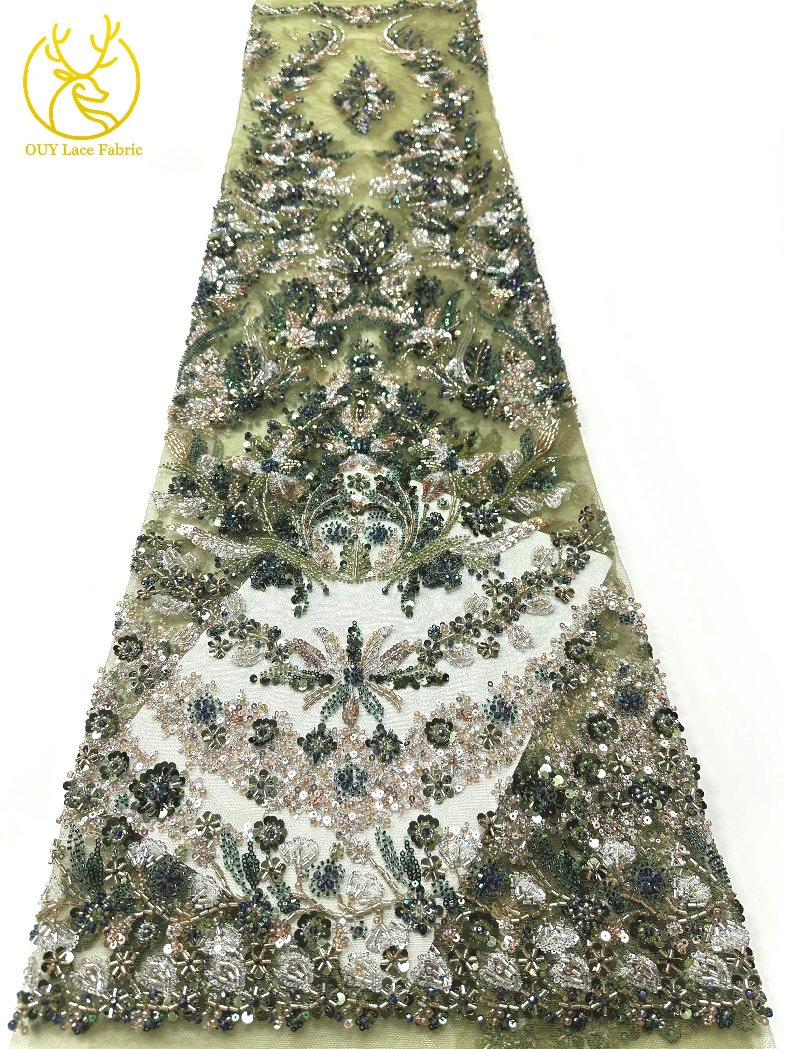 Luxuriöser Afrikanischer Spitzenstoff 2026 Hochwertige Französische Perlen-Pailletten-Spitze 5 Yards Nigeria Tüllspitze für Party- und Hochzeitskleider – Detail 16