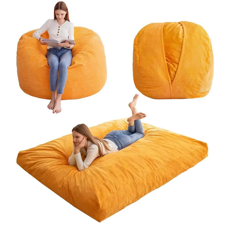 

Giant Bean Bag Chair Bed for Adults,Convertible Beanbag Folds from Lazy Chair to Floor Mattress Bed,Large Floor Sofa Couch for