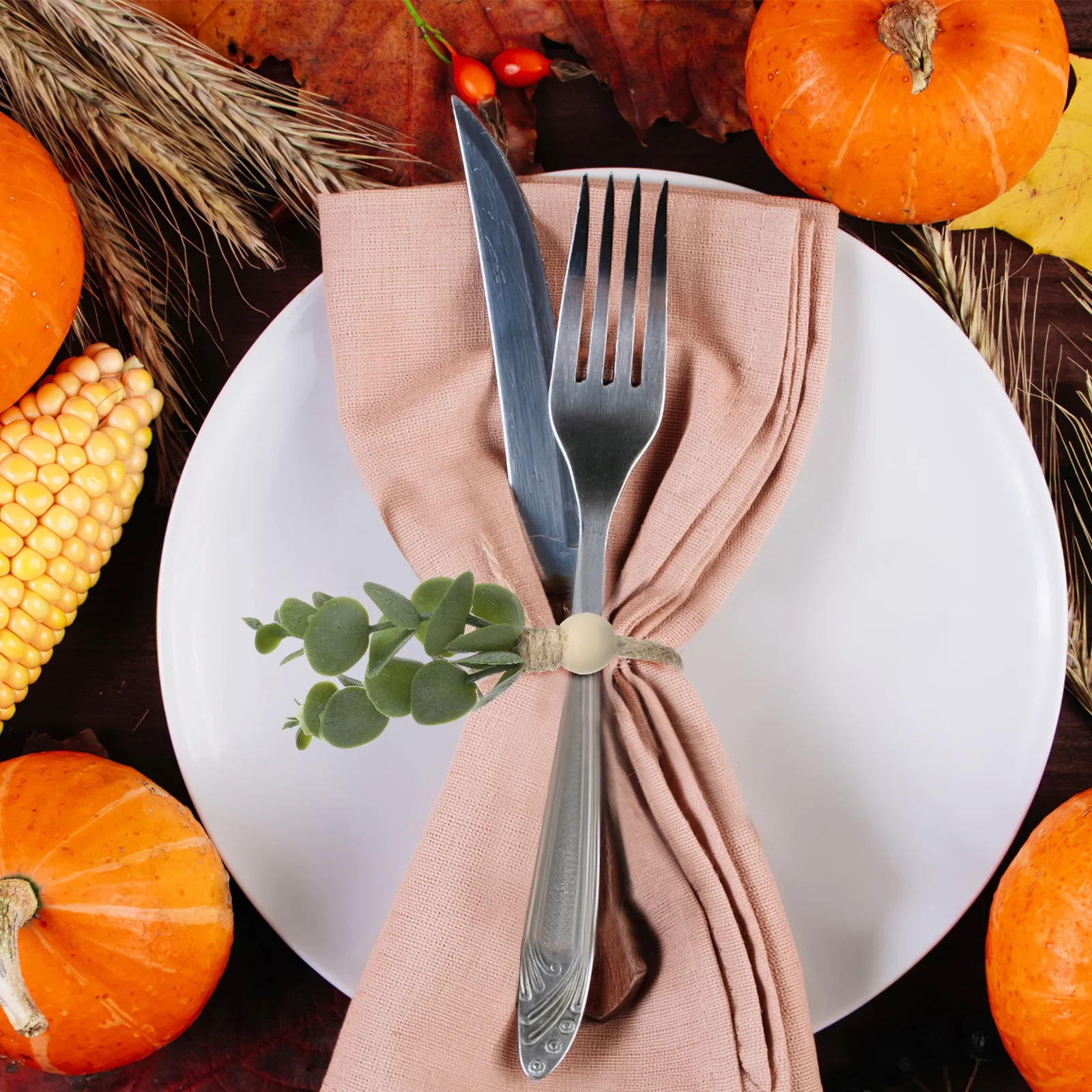 

6Pcs Leaf Napkin Rings Greenery Rustic Napkin Holders Farmhouse Wedding Dinner Table Decor Napkins Holder Table Decorations