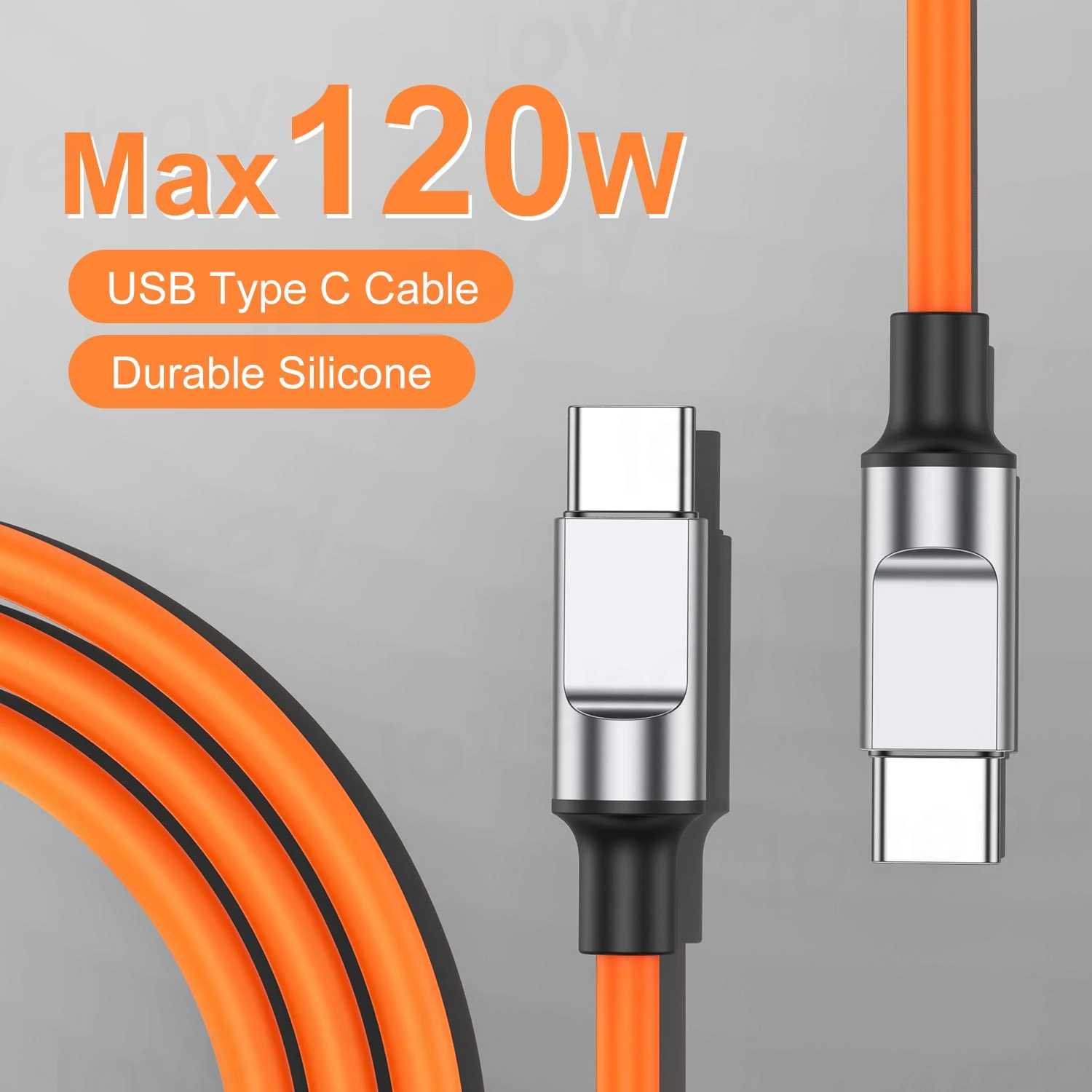 120W 6A Type C Cable Super Fast Charging Liquid Silicone Quick Charge USB Cable Usb C Charger Cable Data Cord for Xiaomi Huawei