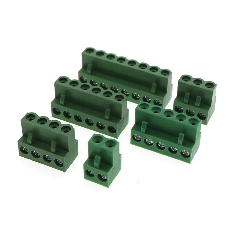 5pcs HT5.08 2/3/4/5/6/7/8/9 Pin Right Angle Pcb Screw Terminal Block Connector 5.08mm Pitch Plug + Straight Pin Header Socket