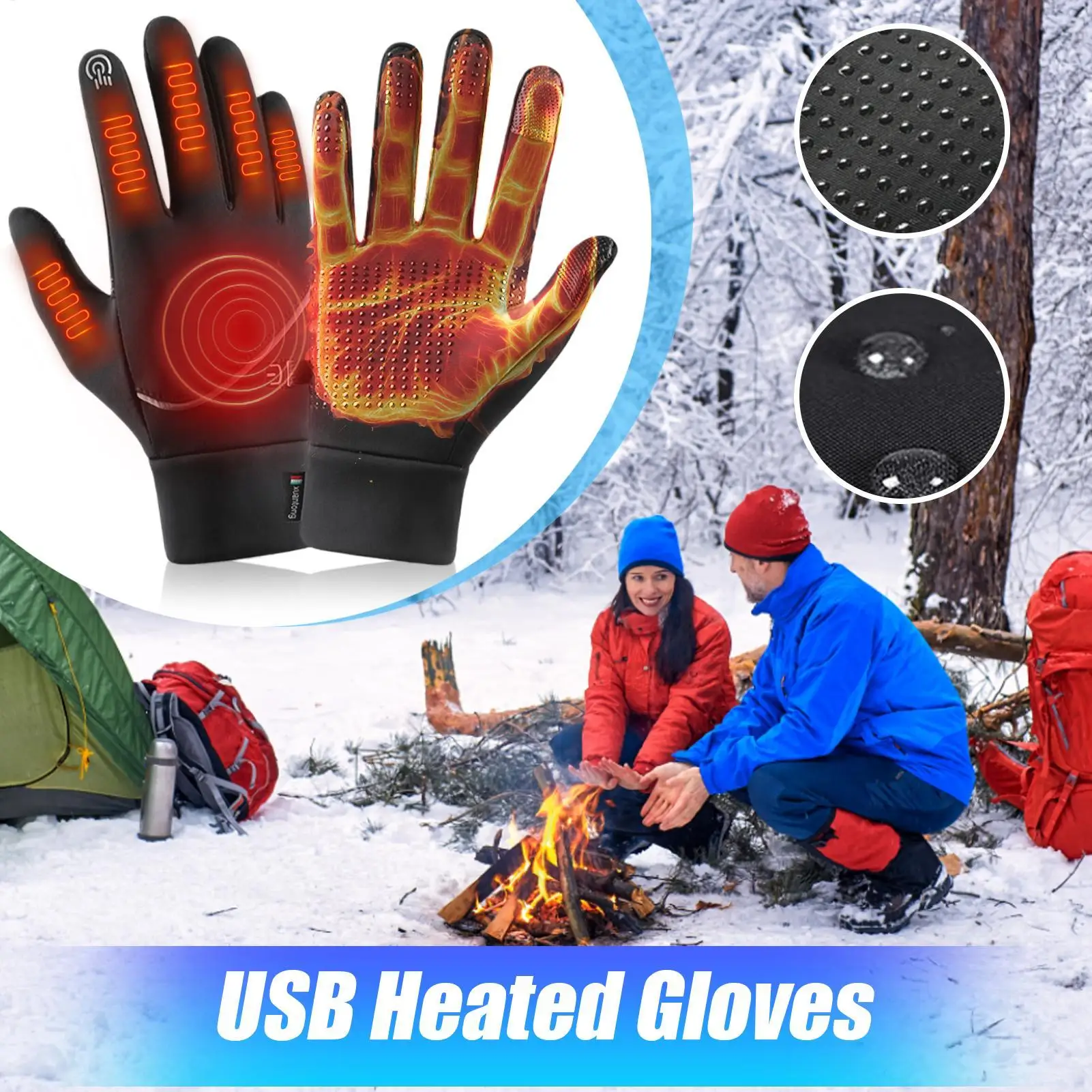 Guanti riscaldati da uomo Guanti caldi per sport all'aria aperta Guanti touchscreen riscaldanti USB per spalare la neve Guida alpinismo