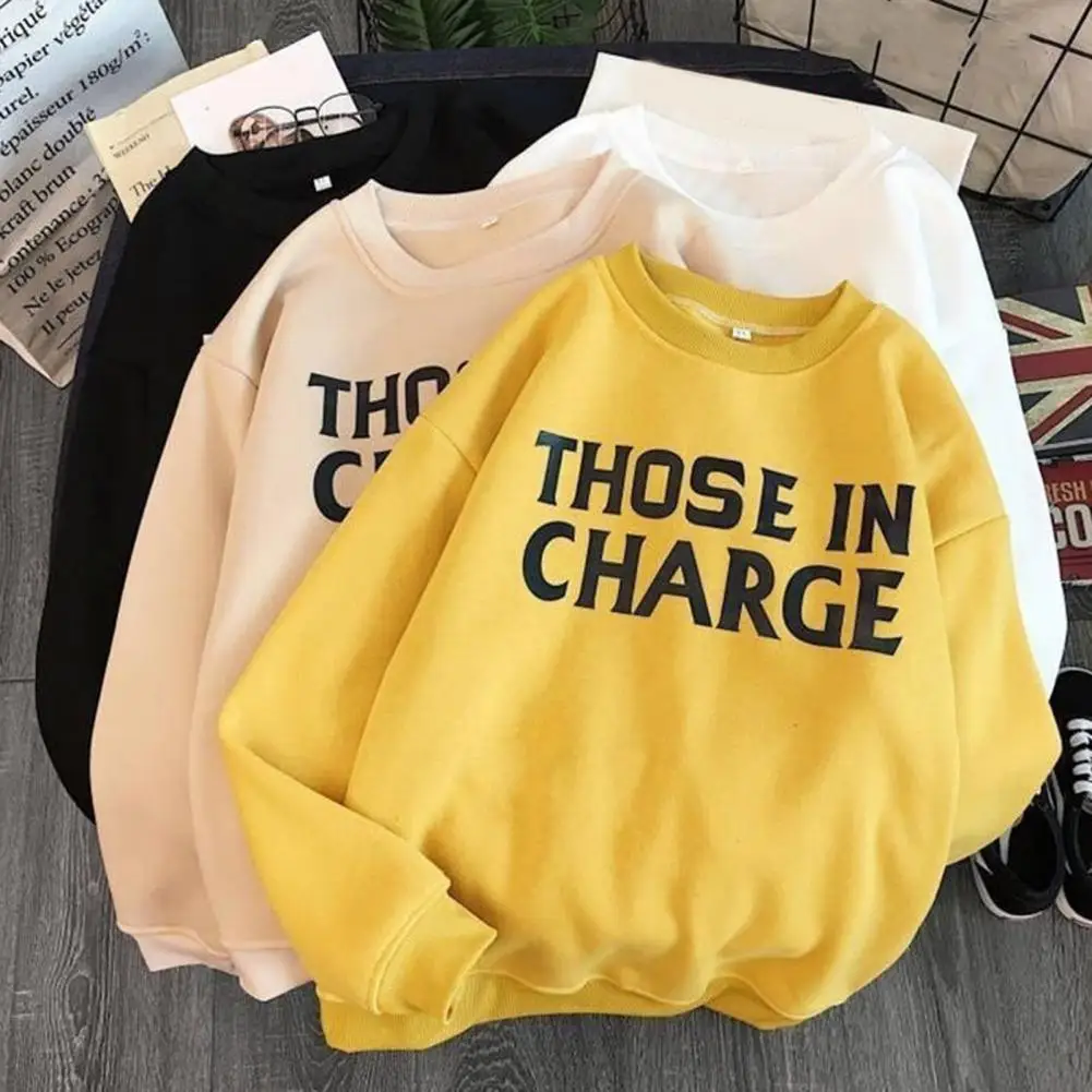 

Women Hoodie Sweatshirt Round Neck Pullover Long Sleeve Casual Soft Warm Letter Printing Winter Sweatshirt Female Clothes Pulls